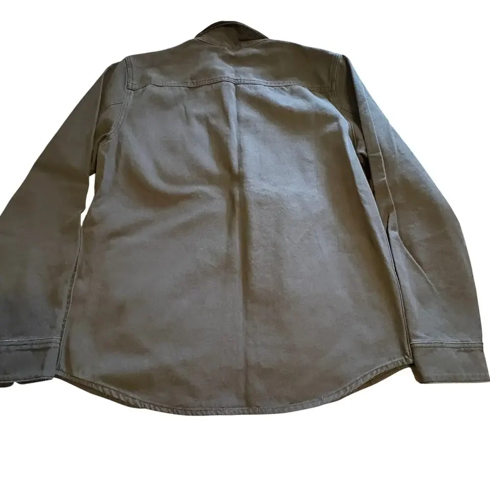 Line of Trade Canvas Field Overshirt Jacket Charcoal Gray Black Cord Collar M